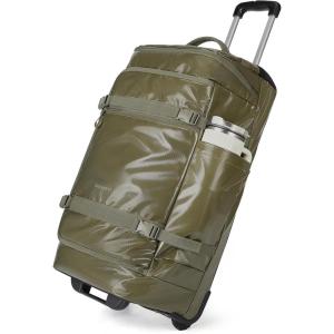 image:imageBAGSMART Rolling Duffle Bag with Wheels Travel Duffel Luggage Bag for Men Water Repellent Heavy Duty for Travel Camp Black Large 70LOlive Green