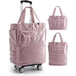 image:imageBAGSMART Rolling Duffle Bag with Wheels Travel Duffel Luggage Bag for Men Water Repellent Heavy Duty for Travel Camp Black Large 70LPurple