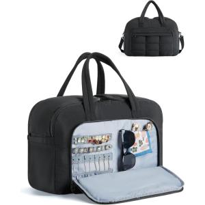 image:imageBAGSMART Travel Duffel Bag Carry on Travel Bag with Jewelry Compartment 35L Weekender Duffle for Women Water Resistant Light TanBlack