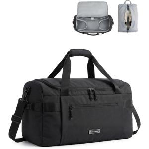 image:imageBAGSMART Travel Duffel Bags for Women 32L Gym Duffle Bag with Laptop Compartment Carry On Weekender Overnight Bag Shoe Bag PVC Wet Pocket Dark BrownBlack