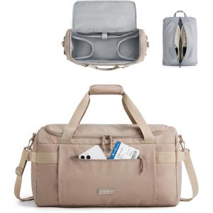 image:imageBAGSMART Travel Duffel Bags for Women 32L Gym Duffle Bag with Laptop Compartment Carry On Weekender Overnight Bag Shoe Bag PVC Wet Pocket Dark BrownBrown