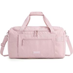 image:imageBAGSMART Travel Duffel Bags for Women 32L Gym Duffle Bag with Laptop Compartment Carry On Weekender Overnight Bag Shoe Bag PVC Wet Pocket Dark BrownPink