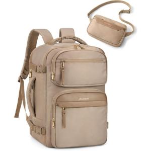 image:imageBAGSMART Womens Backpack Carry On Flight Approved Travel Backpack for Women with Waist BagTraveling Lightweight Weekender Casual Daypack 173 Laptop Work Back pack Personal Item BagChampagneChampagne