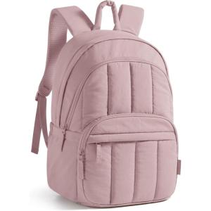 image:imageBAGSMART Womens Backpack Small Travel Laptop Backpack for Women Quilted College Laptop Bookbag Work Back Pack for Women Cute Computer WaterResistant Casual Daypack Puffer Camel09rose Purple