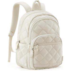 image:imageBAGSMART Womens Backpack Small Travel Laptop Backpack for Women Quilted College Laptop Bookbag Work Back Pack for Women Cute Computer WaterResistant Casual Daypack Puffer Camel08beige