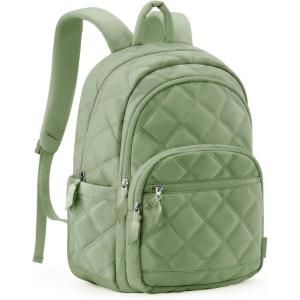 image:imageBAGSMART Womens Backpack Small Travel Laptop Backpack for Women Quilted College Laptop Bookbag Work Back Pack for Women Cute Computer WaterResistant Casual Daypack Puffer Camel14green