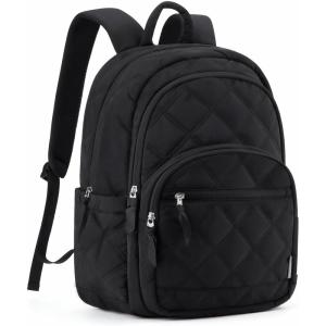 image:imageBAGSMART Womens Backpack Small Travel Laptop Backpack for Women Quilted College Laptop Bookbag Work Back Pack for Women Cute Computer WaterResistant Casual Daypack Puffer Camel02black