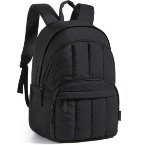 image:imageBAGSMART Womens Backpack Small Travel Laptop Backpack for Women Quilted College Laptop Bookbag Work Back Pack for Women Cute Computer WaterResistant Casual Daypack Puffer Camel01black