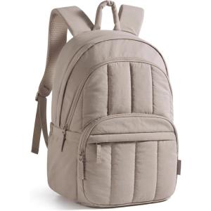 image:imageBAGSMART Womens Backpack Small Travel Laptop Backpack for Women Quilted College Laptop Bookbag Work Back Pack for Women Cute Computer WaterResistant Casual Daypack Puffer Camel03camel