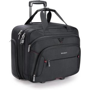 image:imageBAGSMART Rolling Laptop Bag Briefcase with Wheels Fits 173 Inch Laptop Computer Overnight Rolling Bag with TSA Lock for TravelMenWomen BlackBlack
