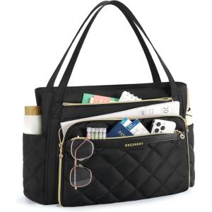 image:imageBAGSMART Teacher Tote Bag for Women 156in Quilted with Insulated Pocket amp Nurse Bag Features BrownBlack