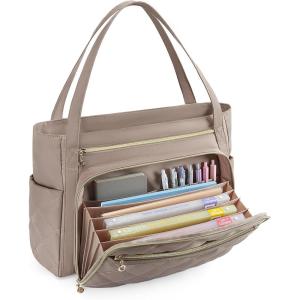 image:imageBAGSMART Teacher Tote Bag for Women 156in Quilted with Insulated Pocket amp Nurse Bag Features BrownBrown