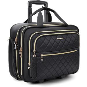 image:imageBAGSMART Womens Rolling Laptop Bag for 156 Inch Laptop Underseat CarryOn Luggage with TSA Lock Wheeled Computer Briefcase for Travel Work Business Black