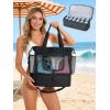 image:imageBAGSMART Beach Bag for Women Mesh Tote Bags with Zipper Sandproof Vacation Essentials with Cooler for Swim Cruise PoolBlack