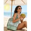 image:imageBAGSMART Beach Bag for Women Mesh Tote Bags with Zipper Sandproof Vacation Essentials with Cooler for Swim Cruise PoolGreen