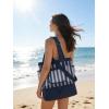 image:imageBAGSMART Beach Bag for Women Mesh Tote Bags with Zipper Sandproof Vacation Essentials with Cooler for Swim Cruise PoolNavy