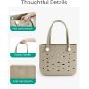 image:imageBAGSMART Beach Bag for Women Waterresistant Rubber Tote Bag Sandproof Vacation Essentials for Summer Swim Cruise PoolCamel
