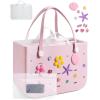 image:imageBAGSMART Beach Bag for Women Waterresistant Rubber Tote Bag Sandproof Vacation Essentials for Summer Swim Cruise PoolRosy Pink
