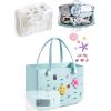 image:imageBAGSMART Beach Bag for Women Waterresistant Rubber Tote Bag Sandproof Vacation Essentials for Summer Swim Cruise PoolSky Blue