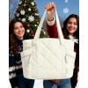image:imageBAGSMART Crush Tote Bag for Women 20L Puffer Work Tote with Zipper Travel Essentials Quilted Nurse Hospital BagBeige