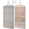 image:imageBAGSMART Hanging Jewelry Organizer Necklace Holder Antitangle Earrings Rings Hanger with 20 Jewelry Bags Travel Storage Roll with Pockets Hang on Closet Wall Door1 Piece Large BlackGrey