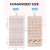 image:imageBAGSMART Hanging Jewelry Organizer Necklace Holder Antitangle Earrings Rings Hanger with 20 Jewelry Bags Travel Storage Roll with Pockets Hang on Closet Wall Door1 Piece Large BlackPink
