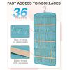 image:imageBAGSMART Hanging Jewelry Organizer Necklace Holder Antitangle Earrings Rings Hanger with 20 Jewelry Bags Travel Storage Roll with Pockets Hang on Closet Wall Door1 Piece Large BlackTeal