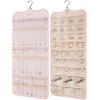 image:imageBAGSMART Hanging Jewelry Organizer Necklace Holder Antitangle Earrings Rings Hanger with 20 Jewelry Bags Travel Storage Roll with Pockets Hang on Closet Wall Door1 Piece Large BlackPink