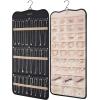 image:imageBAGSMART Hanging Jewelry Organizer Necklace Holder Antitangle Earrings Rings Hanger with 20 Jewelry Bags Travel Storage Roll with Pockets Hang on Closet Wall Door1 Piece Large BlackBlack