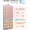 image:imageBAGSMART Hanging Jewelry Organizer Necklace Holder Antitangle Earrings Rings Hanger with 20 Jewelry Bags Travel Storage Roll with Pockets Hang on Closet Wall Door1 Piece Large BlackTeal