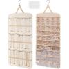 image:imageBAGSMART Hanging Jewelry Organizer Necklace Holder Antitangle Earrings Rings Hanger with 20 Jewelry Bags Travel Storage Roll with Pockets Hang on Closet Wall Door1 Piece Large BlackBeige