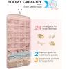 image:imageBAGSMART Hanging Jewelry Organizer Necklace Holder Antitangle Earrings Rings Hanger with 20 Jewelry Bags Travel Storage Roll with Pockets Hang on Closet Wall Door1 Piece Large BlackPink