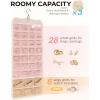 image:imageBAGSMART Hanging Jewelry Organizer Necklace Holder Antitangle Earrings Rings Hanger with 20 Jewelry Bags Travel Storage Roll with Pockets Hang on Closet Wall Door1 Piece Large BlackBeige
