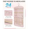 image:imageBAGSMART Hanging Jewelry Organizer Necklace Holder Antitangle Earrings Rings Hanger with 20 Jewelry Bags Travel Storage Roll with Pockets Hang on Closet Wall Door1 Piece Large BlackPink