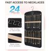 image:imageBAGSMART Hanging Jewelry Organizer Necklace Holder Antitangle Earrings Rings Hanger with 20 Jewelry Bags Travel Storage Roll with Pockets Hang on Closet Wall Door1 Piece Large BlackBlack