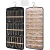 image:imageBAGSMART Hanging Jewelry Organizer Necklace Holder Antitangle Earrings Rings Hanger with 20 Jewelry Bags Travel Storage Roll with Pockets Hang on Closet Wall Door1 Piece Large BlackBlack