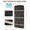 image:imageBAGSMART Hanging Jewelry Organizer Necklace Holder Antitangle Earrings Rings Hanger with 20 Jewelry Bags Travel Storage Roll with Pockets Hang on Closet Wall Door1 Piece Large BlackBlack