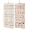 image:imageBAGSMART Hanging Jewelry Organizer Necklace Holder Antitangle Earrings Rings Hanger with 20 Jewelry Bags Travel Storage Roll with Pockets Hang on Closet Wall Door1 Piece Large BlackBeige