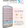 image:imageBAGSMART Hanging Jewelry Organizer Necklace Holder Antitangle Earrings Rings Hanger with 20 Jewelry Bags Travel Storage Roll with Pockets Hang on Closet Wall Door1 Piece Large BlackGrey