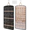 image:imageBAGSMART Hanging Jewelry Organizer Necklace Holder Antitangle Earrings Rings Hanger with 20 Jewelry Bags Travel Storage Roll with Pockets Hang on Closet Wall Door1 Piece Large BlackBlack