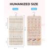 image:imageBAGSMART Hanging Jewelry Organizer Necklace Holder Antitangle Earrings Rings Hanger with 20 Jewelry Bags Travel Storage Roll with Pockets Hang on Closet Wall Door1 Piece Large BlackBeige