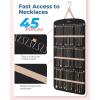 image:imageBAGSMART Hanging Jewelry Organizer Necklace Holder Antitangle Earrings Rings Hanger with 20 Jewelry Bags Travel Storage Roll with Pockets Hang on Closet Wall Door1 Piece Large BlackBlack