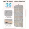 image:imageBAGSMART Hanging Jewelry Organizer Necklace Holder Antitangle Earrings Rings Hanger with 20 Jewelry Bags Travel Storage Roll with Pockets Hang on Closet Wall Door1 Piece Large BlackGrey
