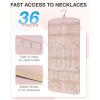 image:imageBAGSMART Hanging Jewelry Organizer Necklace Holder Antitangle Earrings Rings Hanger with 20 Jewelry Bags Travel Storage Roll with Pockets Hang on Closet Wall Door1 Piece Large BlackPink