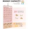 image:imageBAGSMART Hanging Jewelry Organizer Necklace Holder Antitangle Earrings Rings Hanger with 20 Jewelry Bags Travel Storage Roll with Pockets Hang on Closet Wall Door1 Piece Large BlackPink