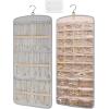 image:imageBAGSMART Hanging Jewelry Organizer Necklace Holder Antitangle Earrings Rings Hanger with 20 Jewelry Bags Travel Storage Roll with Pockets Hang on Closet Wall Door1 Piece Large BlackGrey