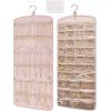 image:imageBAGSMART Hanging Jewelry Organizer Necklace Holder Antitangle Earrings Rings Hanger with 20 Jewelry Bags Travel Storage Roll with Pockets Hang on Closet Wall Door1 Piece Large BlackPink