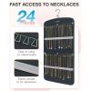 image:imageBAGSMART Hanging Jewelry Organizer Necklace Holder Antitangle Earrings Rings Hanger with 20 Jewelry Bags Travel Storage Roll with Pockets Hang on Closet Wall Door1 Piece Large BlackGrey