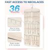 image:imageBAGSMART Hanging Jewelry Organizer Necklace Holder Antitangle Earrings Rings Hanger with 20 Jewelry Bags Travel Storage Roll with Pockets Hang on Closet Wall Door1 Piece Large BlackBeige