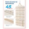 image:imageBAGSMART Hanging Jewelry Organizer Necklace Holder Antitangle Earrings Rings Hanger with 20 Jewelry Bags Travel Storage Roll with Pockets Hang on Closet Wall Door1 Piece Large BlackBeige